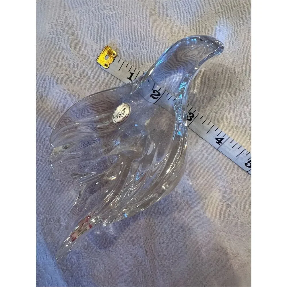 Gorham Vintage Full Lead Crystal Peace Dove Taper Candle Holder